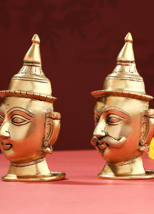 Brass Shiva Parvati Head Set (7 Inch)