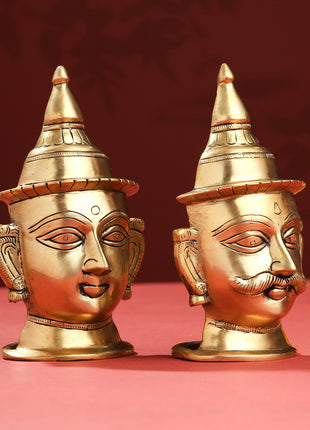 Brass Shiva Parvati Head Set (7 Inch)