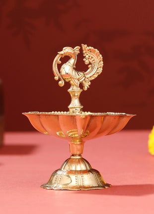 Brass Peacock Five Petal diya (4 Inch)