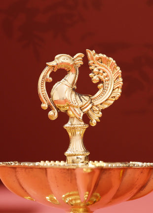 Brass Peacock Five Petal diya (4 Inch)