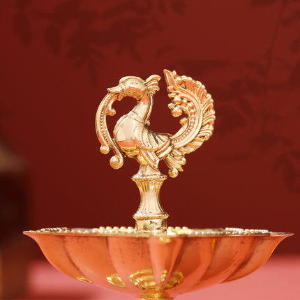 Brass Peacock Five Petal diya (4 Inch)