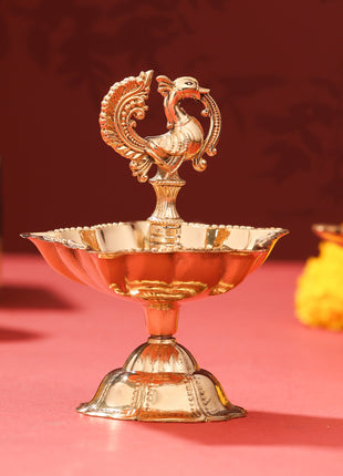 Brass Peacock Five Petal diya (4 Inch)