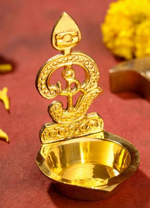 Brass Om Vel Diya/Deepam (3.5 Inch)