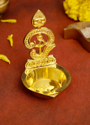 Brass Om Vel Diya/Deepam (3.5 Inch)