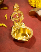 Brass Om Vel Diya/Deepam (3.5 Inch)