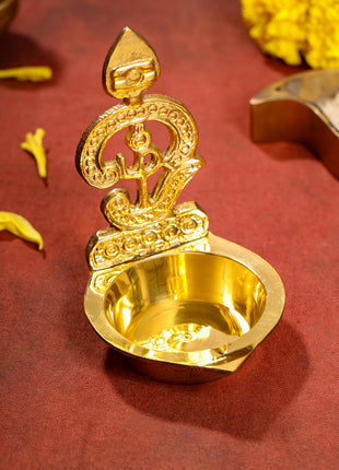 Brass Om Vel Diya/Deepam (3.5 Inch)