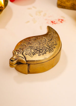 Brass Mango Sindoor/Chopda box (3.5 Inch)