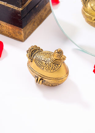 Brass Duck Sindoor/Kumkum Box (2 Inch)