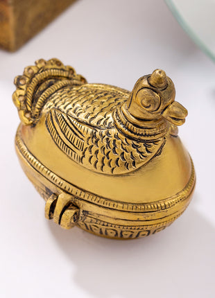 Brass Duck Sindoor/Kumkum Box (2 Inch)