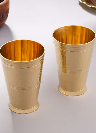 Brass Hammered Glass pair (4.5 Inch)