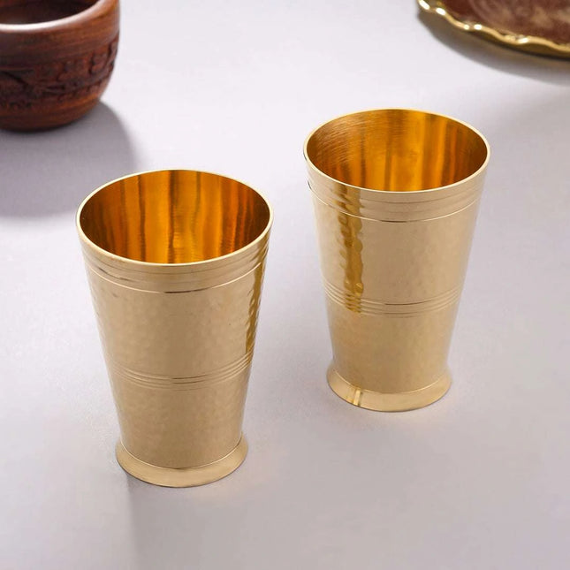Brass Hammered Glass pair