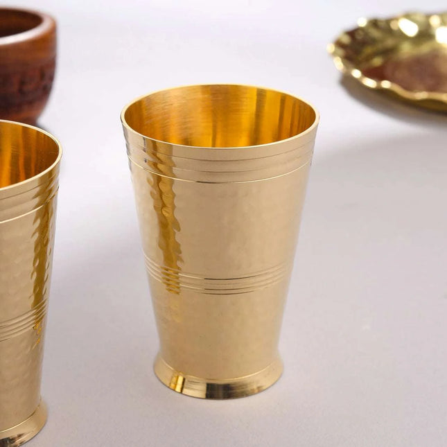 Brass Hammered Glass pair