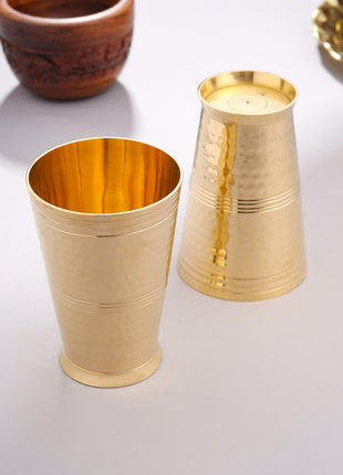 Brass Hammered Glass pair (4.5 Inch)