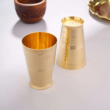 Brass Hammered Glass pair