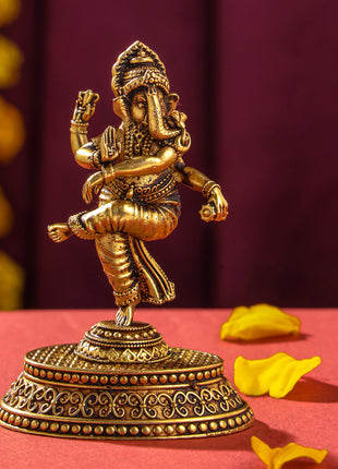 Brass Superfine Dancing Ganesha Idol (2.8 INCH)