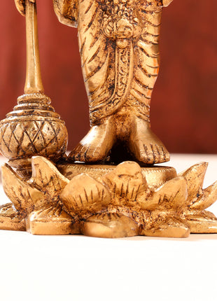 Brass Lord Vishnu Idol On Lotus (9 Inch)