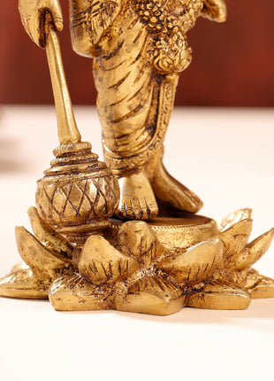 Brass Lord Vishnu Idol On Lotus (9 Inch)