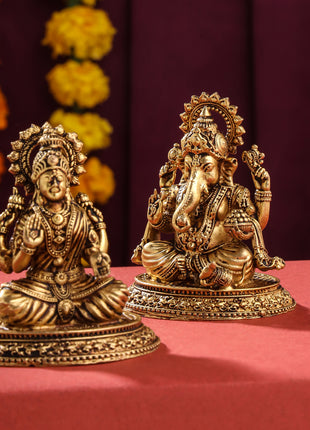 Brass Superfine Ganesha And Lakshmi set (2.5 Inch)