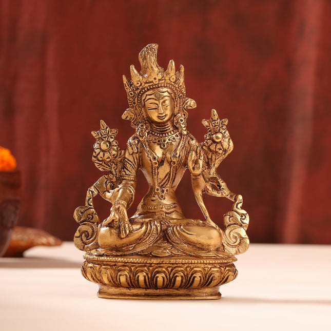 Brass Tara Devi Idol (6 Inch)