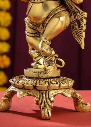 Brass Dancing Ganesha Idol (8 Inch)