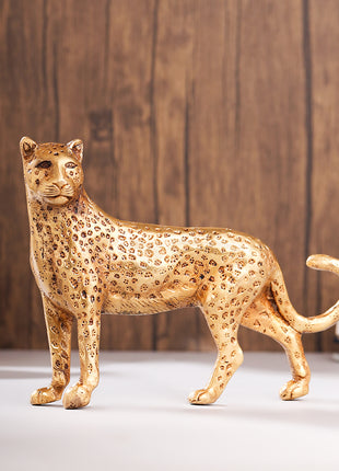 Brass Standing Leopard Figurine (6 Inch)