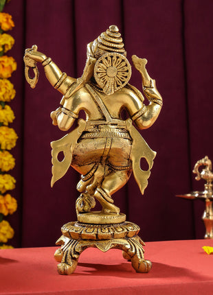 Brass Dancing Ganesha Idol (8 Inch)