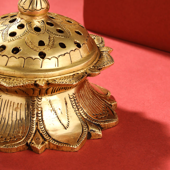 Brass Dhoop Dani & Incense Holder (3.8 Inch)