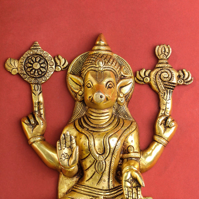 Brass Varahi Amman Wall Hanging (12 Inch)