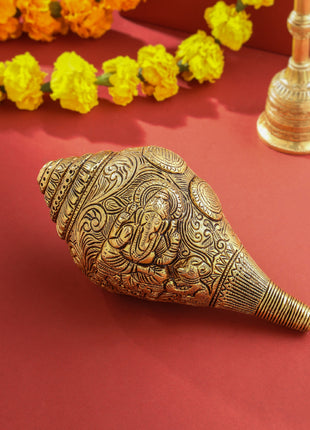 Brass Lord Ganesha Conch (4 Inch)