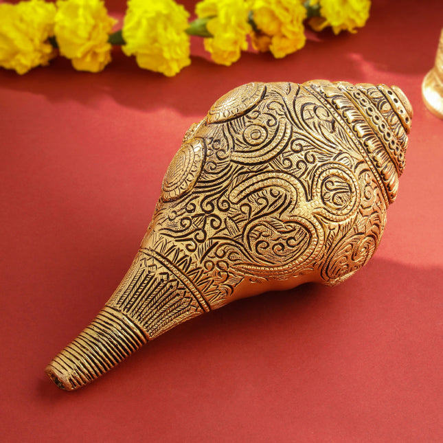 Brass Lord Ganesha Conch (4 Inch)