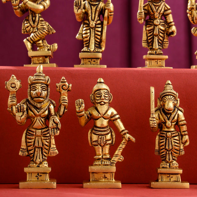 Brass Superfine Dashavatara / Vishnu Avatar Statue Set (3.5 Inch)