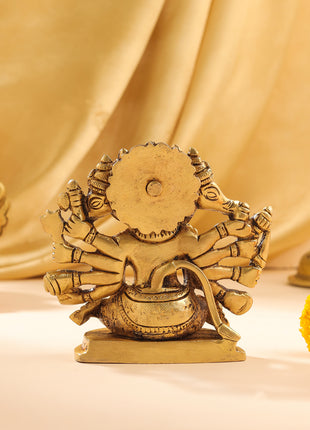 Brass Sitting Panchmukhi Hanuman Idol (4 Inch)