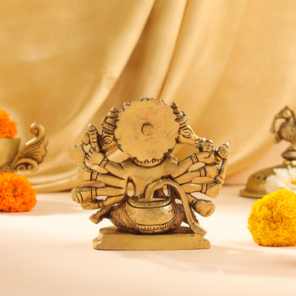 Brass Sitting Panchmukhi Hanuman Idol (4 Inch)