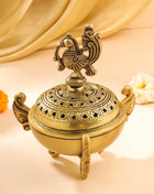 Brass Peacock Dhoop Dani & Incense Holder (7 Inch)