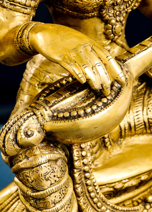Brass Goddess Saraswati Idol (30 Inch)