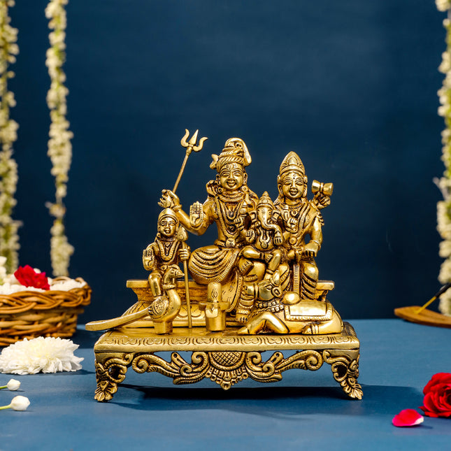 Brass Superfine Shiva Family Statue (7 Inch)