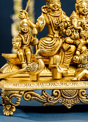 Brass Superfine Shiva Family Statue (7 Inch)
