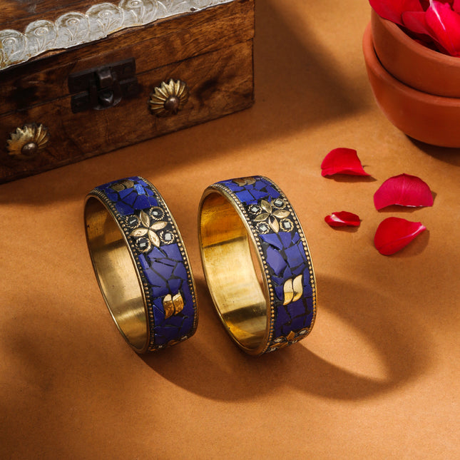 Brass Stone Bangles Pair