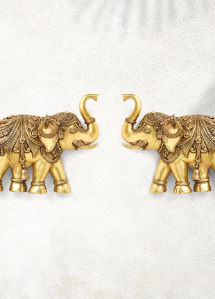 Brass Elephant Wall Hanging Set (11 Inch)