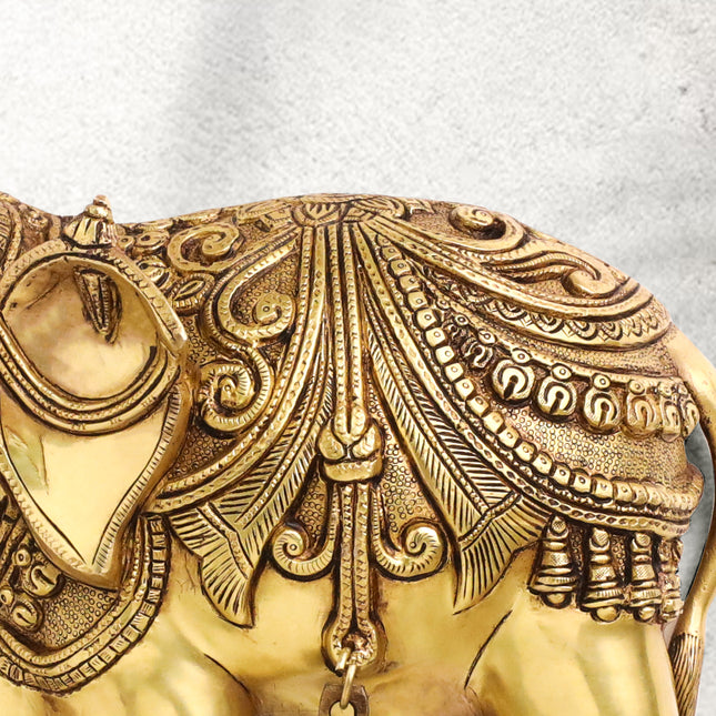 Brass Elephant Wall Hanging Set (15 Inch)