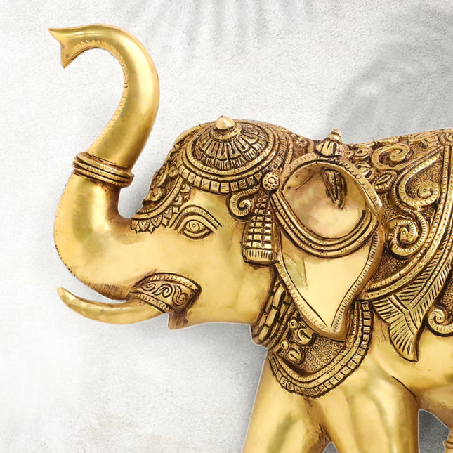 Brass Elephant Wall Hanging Set (15 Inch)