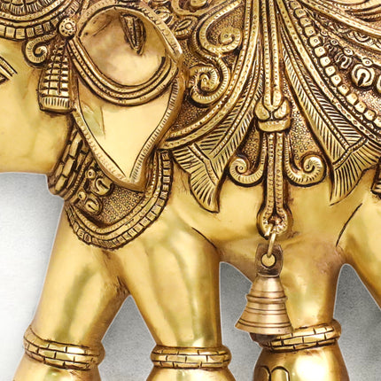 Brass Elephant Wall Hanging Set (15 Inch)