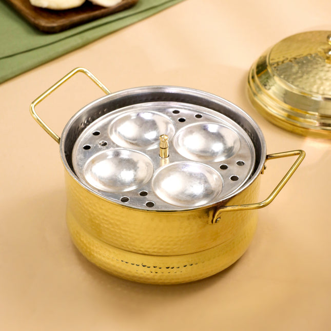 Brass Idli Cooker/Maker 16 Pits (4 Plates) (8 Inch)