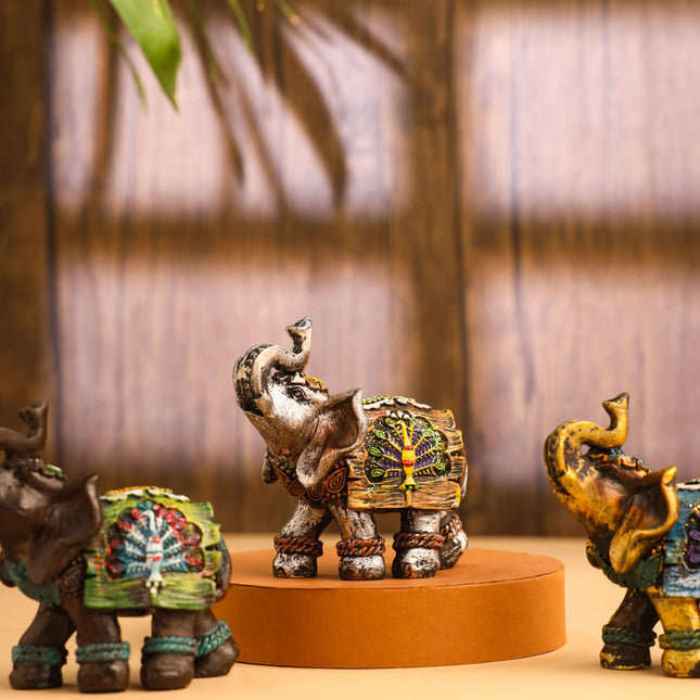 Polyresin Elephant Statue (Set Of 3)