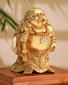 Brass Laughing Buddha Statue (9.5 Inch)