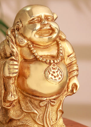 Brass Laughing Buddha Statue (9.5 Inch)