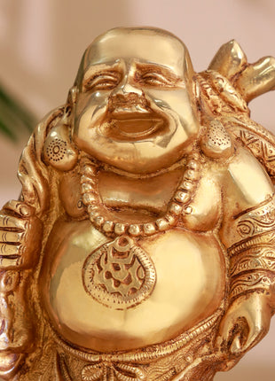 Brass Laughing Buddha Statue (9.5 Inch)