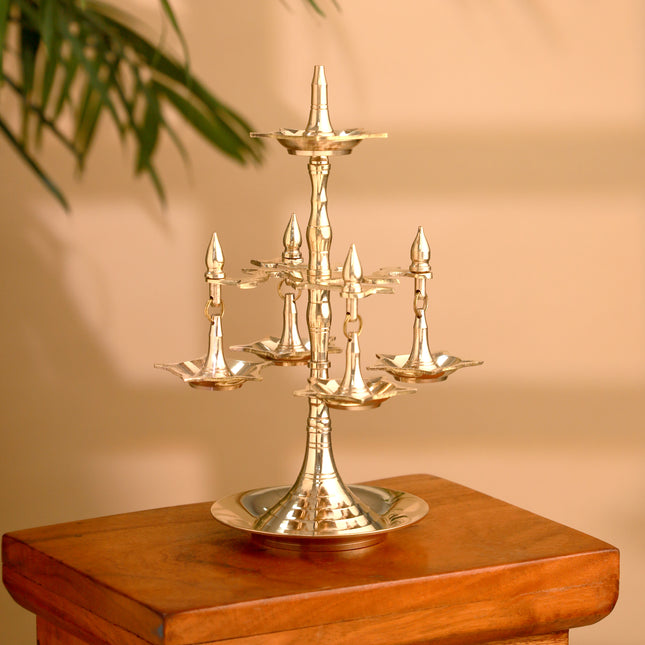Brass Decorative Multi Wick Lamp (10.5 Inch)