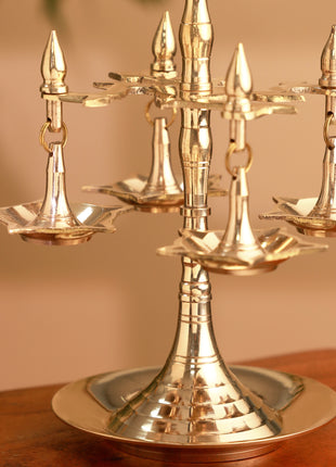 Brass Decorative Multi Wick Lamp (10.5 Inch)