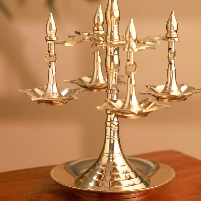Brass Decorative Multi Wick Lamp (10.5 Inch)